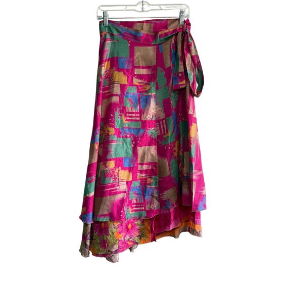 Earthbound Trading Co. Dresses & Skirts - Earthbound reversible wrap asymmetrical midi skirt womens bohemain fairy cottage